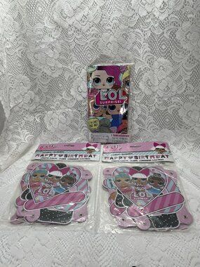 LOL Surprise Dolls Happy Birthday Letter Banner And Table Cover For Girls Party